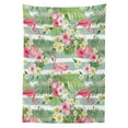 thumbnail image 3 of Ambesonne Flamingo Tablecloth Rectangular Table Cover, Exotic Hawaiian Leaf, 60"x90", Green Pink White, 3 of 4