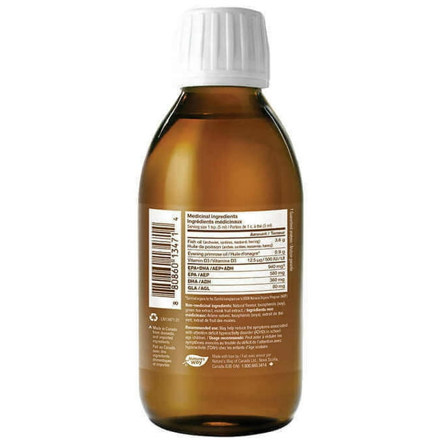 NutraSea ADHD Targeted Omega-3 - Citrus Punch Flavour | 2 Bottles of 200 mL | Cognitive Support