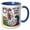 Blue/White, variant on 3drose, Funny Cute Cool Rooster Mad at Alarm Clock Not and Early Bird Satire, 11oz Two-tone Red Mug