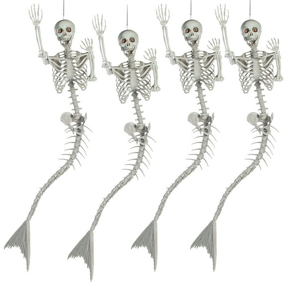 Bulk Life-Size Original Mermaid Skeleton Halloween Decorations - 4 Pc