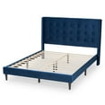 thumbnail image 4 of Baxton Studio Gothard Modern and Contemporary Navy Blue Velvet Fabric Upholstered and Dark Brown Finished Wood King Size Platform Bed, 4 of 10