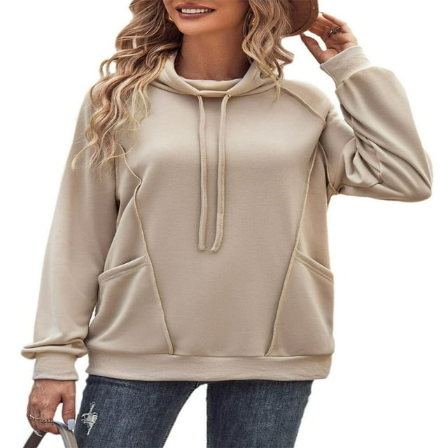 Sweat-shirt à Manches Longues Col Roulé Solide Pull à Capuche