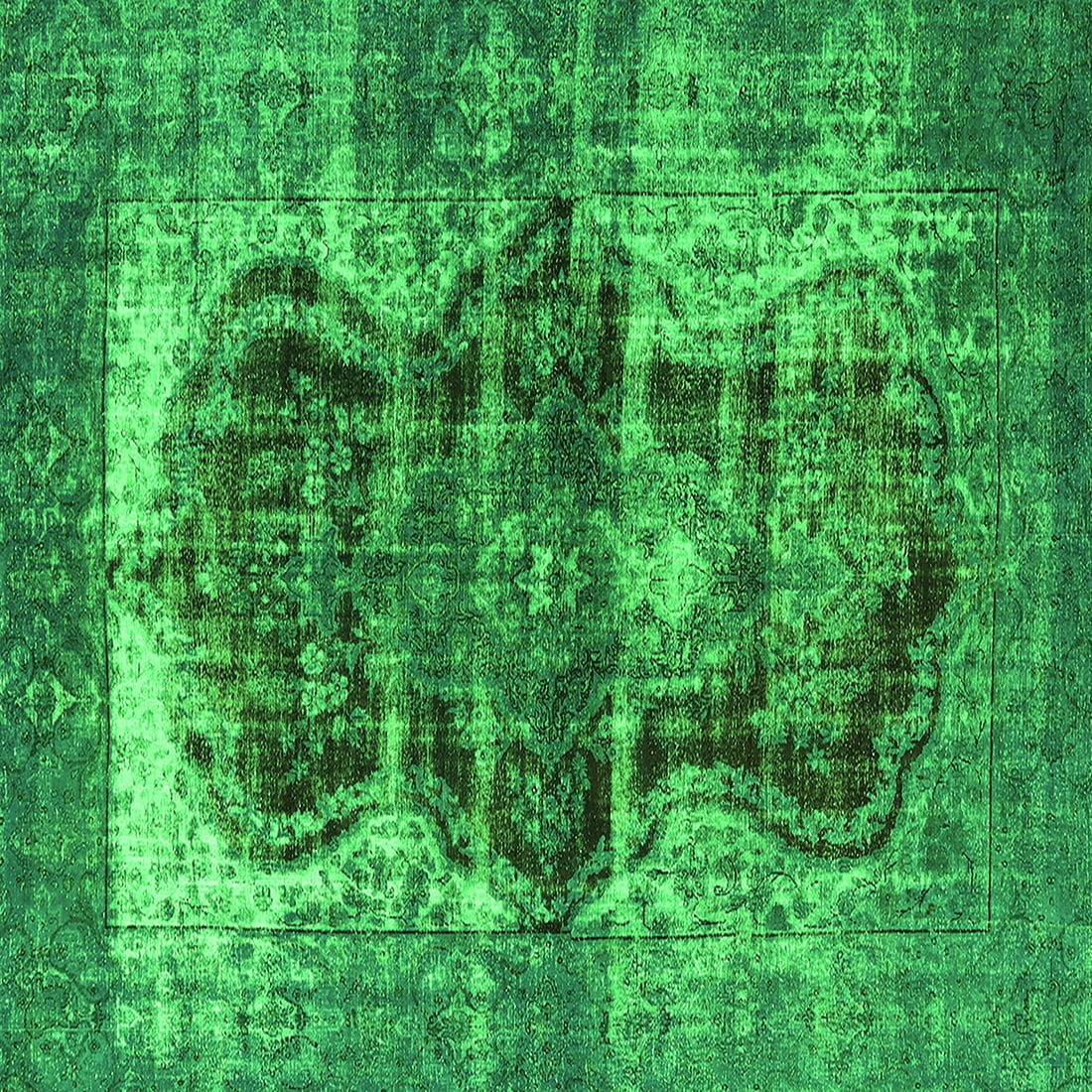 Ahgly Company Indoor Square Persian Green Bohemian Area Rugs, 6' Square ...