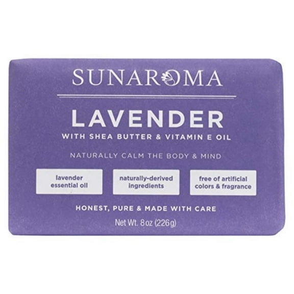 Sunaroma, Lavender With Shea Butter & Vitamin E Oil Soap Bar 8 oz