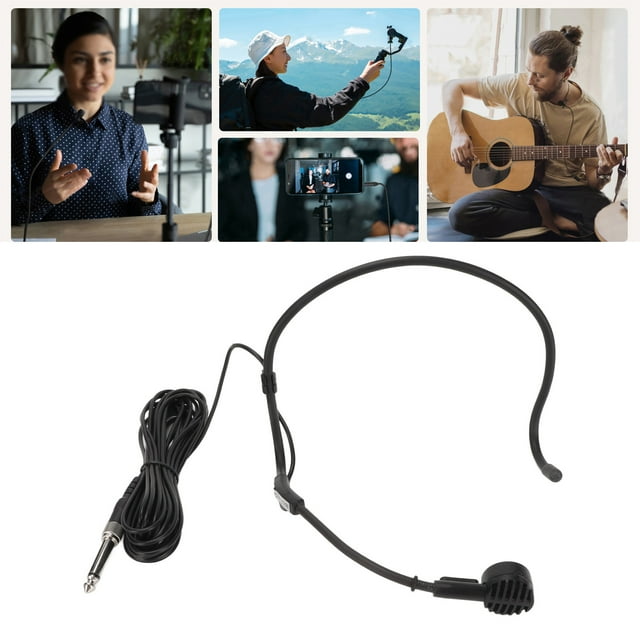 Wired Microphone Headset, Headworn Earset Over Ear Hanging Mic, ABS Low Light Weight Headset Ear Hook Mic, For Lectures, Live Performance, Podcasts