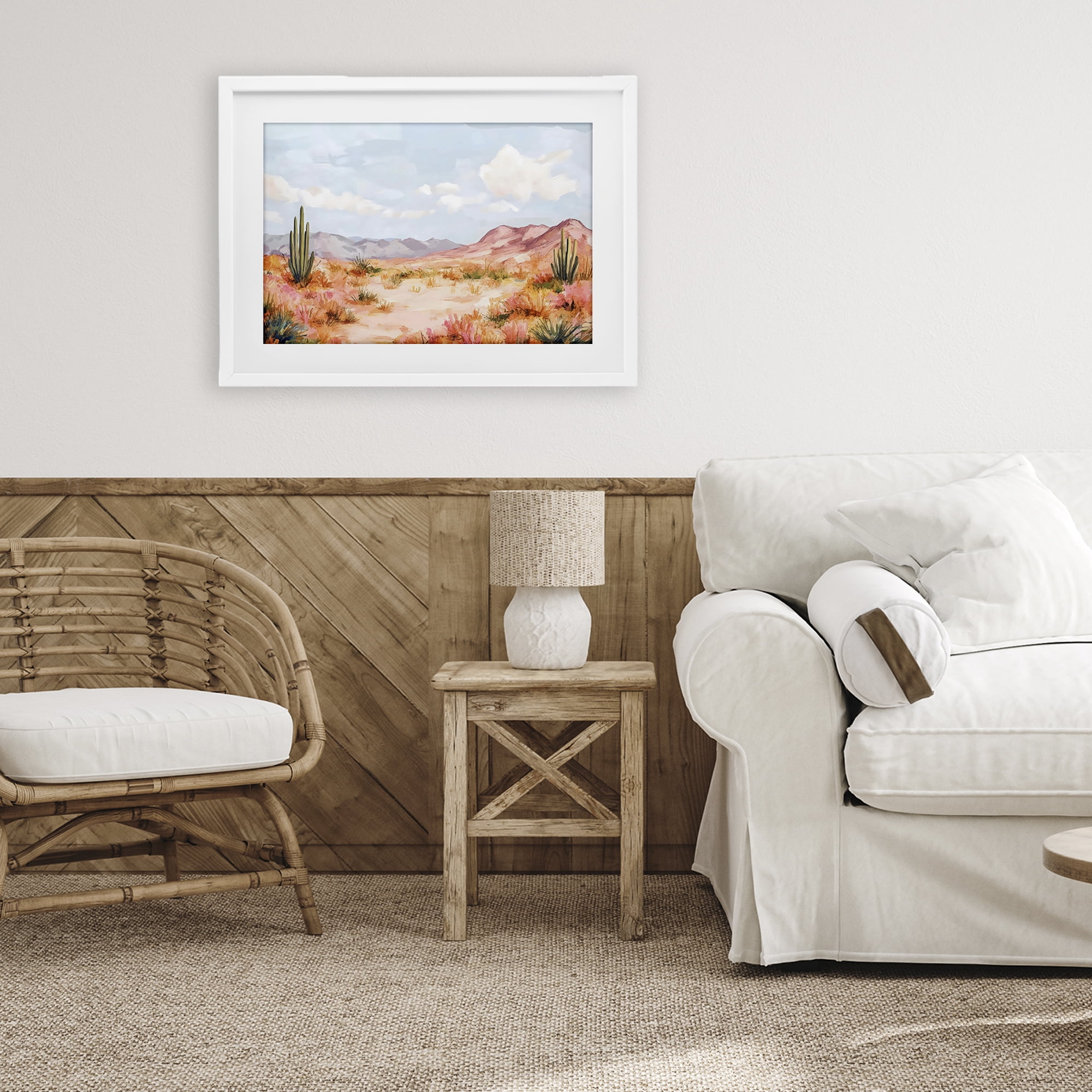 Stupell Industries Pastel Desert Dream Sunset White Framed Print Under Glass, design by Creative Studio