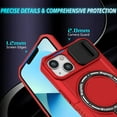 thumbnail image 4 of Case for iPhone 13, with Sliding Camera Cover, with Rotating Finger Ring Holder Magnetic Bracket Hybrid Hand Grip Protective Shockproof Phone Case Cover for iPhone 13 - Red, 4 of 10