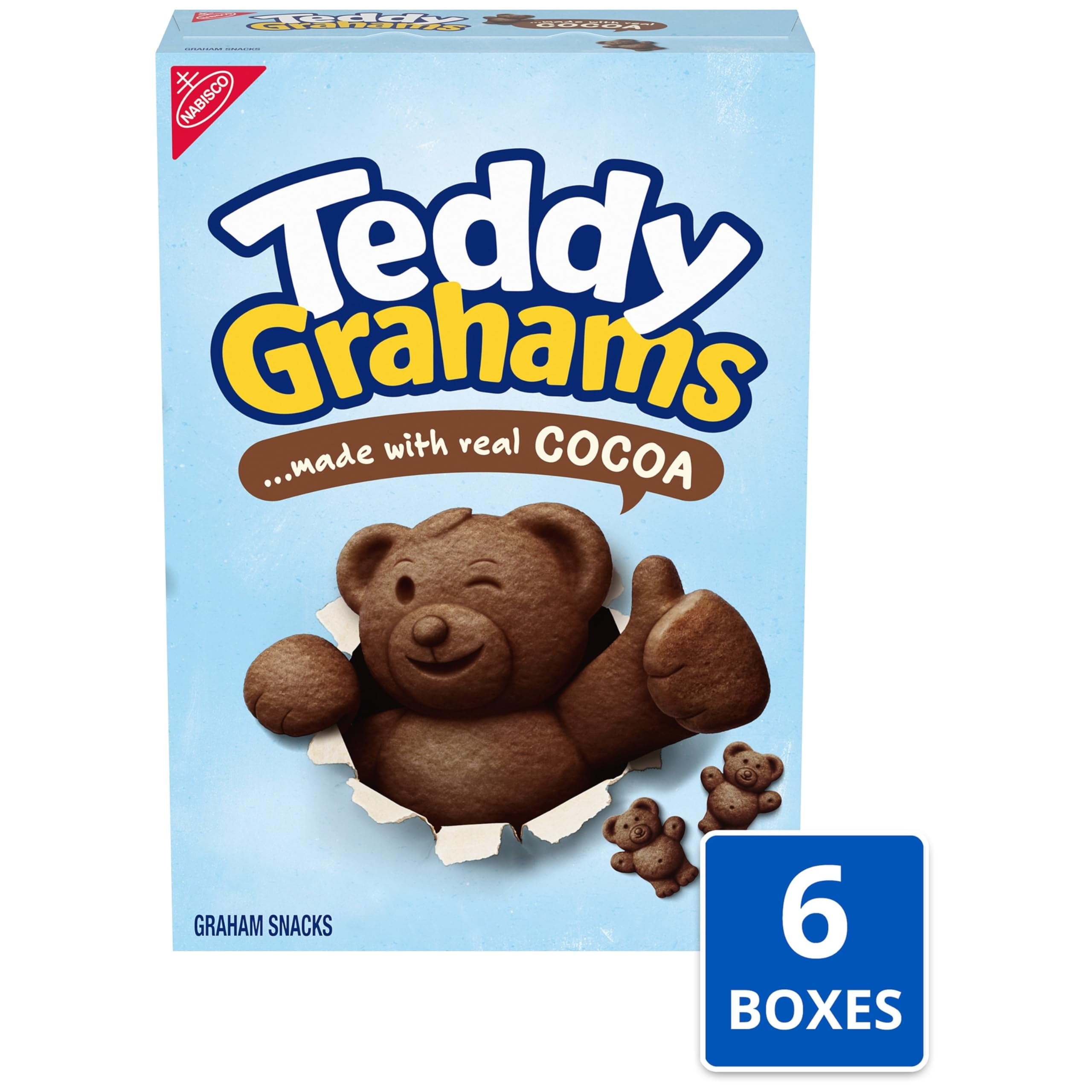 TEDDY GRAHAMS Chocolate Graham KEF28 Snacks, Bulk Kids Snacks, 6 - 10 oz Boxes
