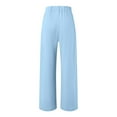 thumbnail image 6 of vigerkar Wide Leg Pants for Women Cotton Linen Business Casual Long Trousers Palazzo Pants with Pockets Light Blue, XXL, 6 of 7