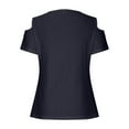 thumbnail image 4 of Blue Womens Tops Summer Tops for Women 2025 Eyelet Cold Shoulder Short Sleeve T Shirts Solid Casual Ring Hollow Top Basic Shirts Tees Shirts for Women, 4 of 6