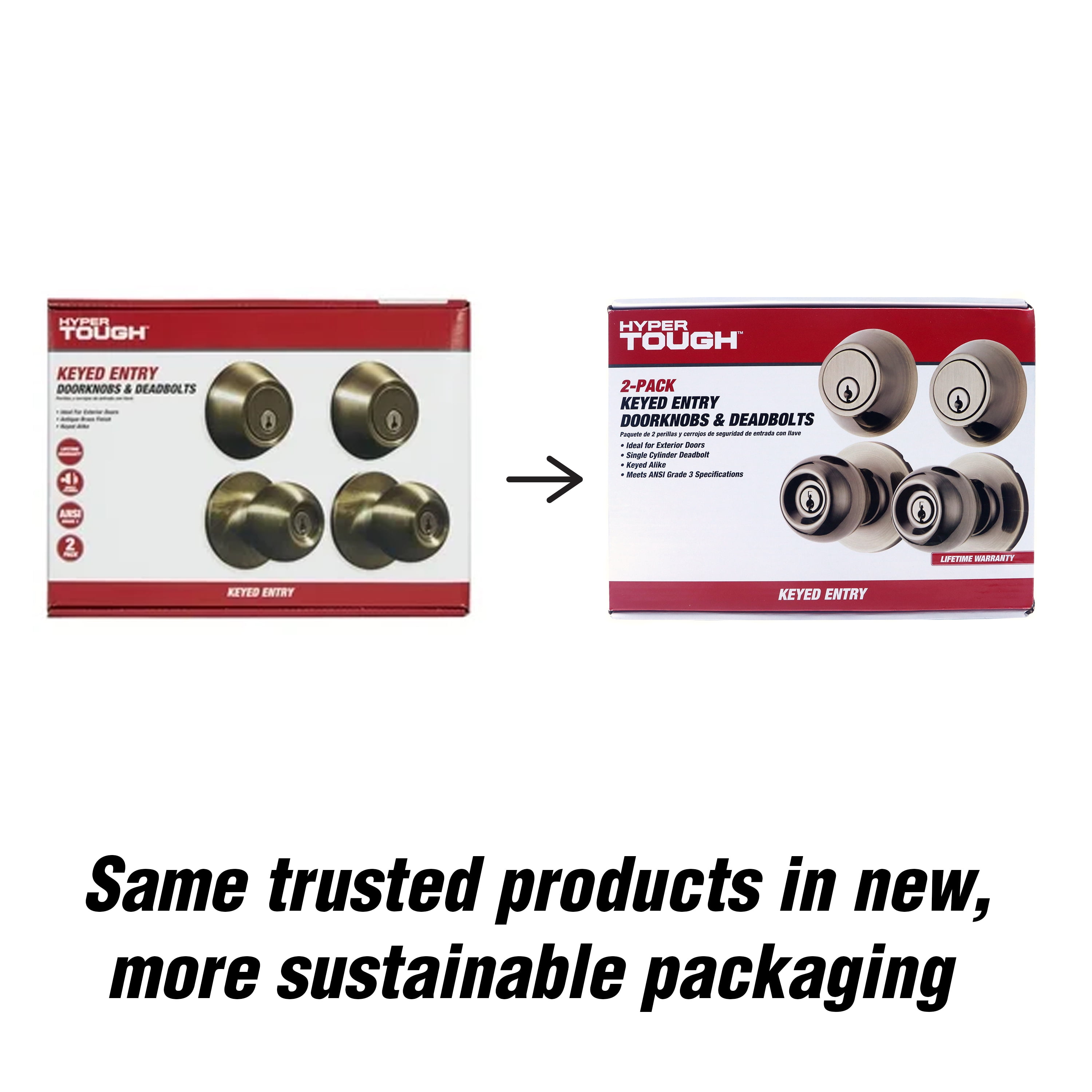 Hyper Tough Ball Combo Twin Pack Antique Brass (2 Entry Doorknobs + 2 Deadbolt Locks)