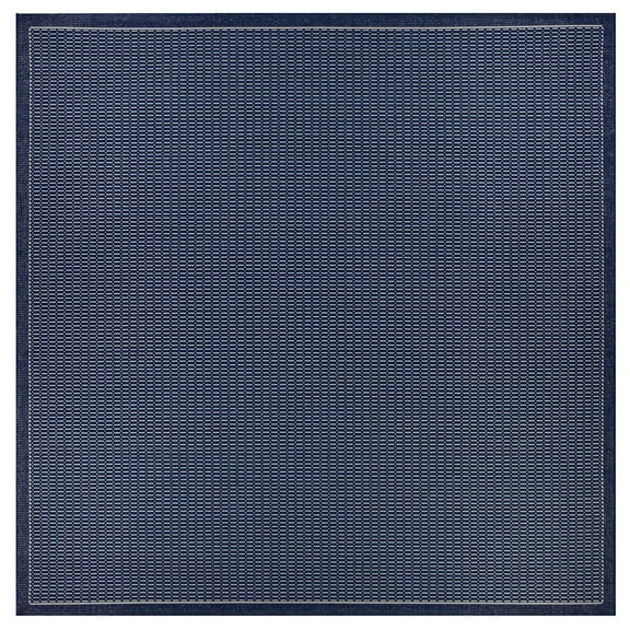 Couristan Recife Saddle Stitch Indoor /Outdoor Area Rug, Ivory- Indigo Blue, 7'6" Square