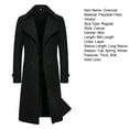 thumbnail image 7 of comerut Men Overcoat Double-breasted Slim Fit Mid Length Long Sleeve Thick Windproof Warm Soft Solid Color Cardigan Buttons Lapel Men Long Coat, 7 of 7