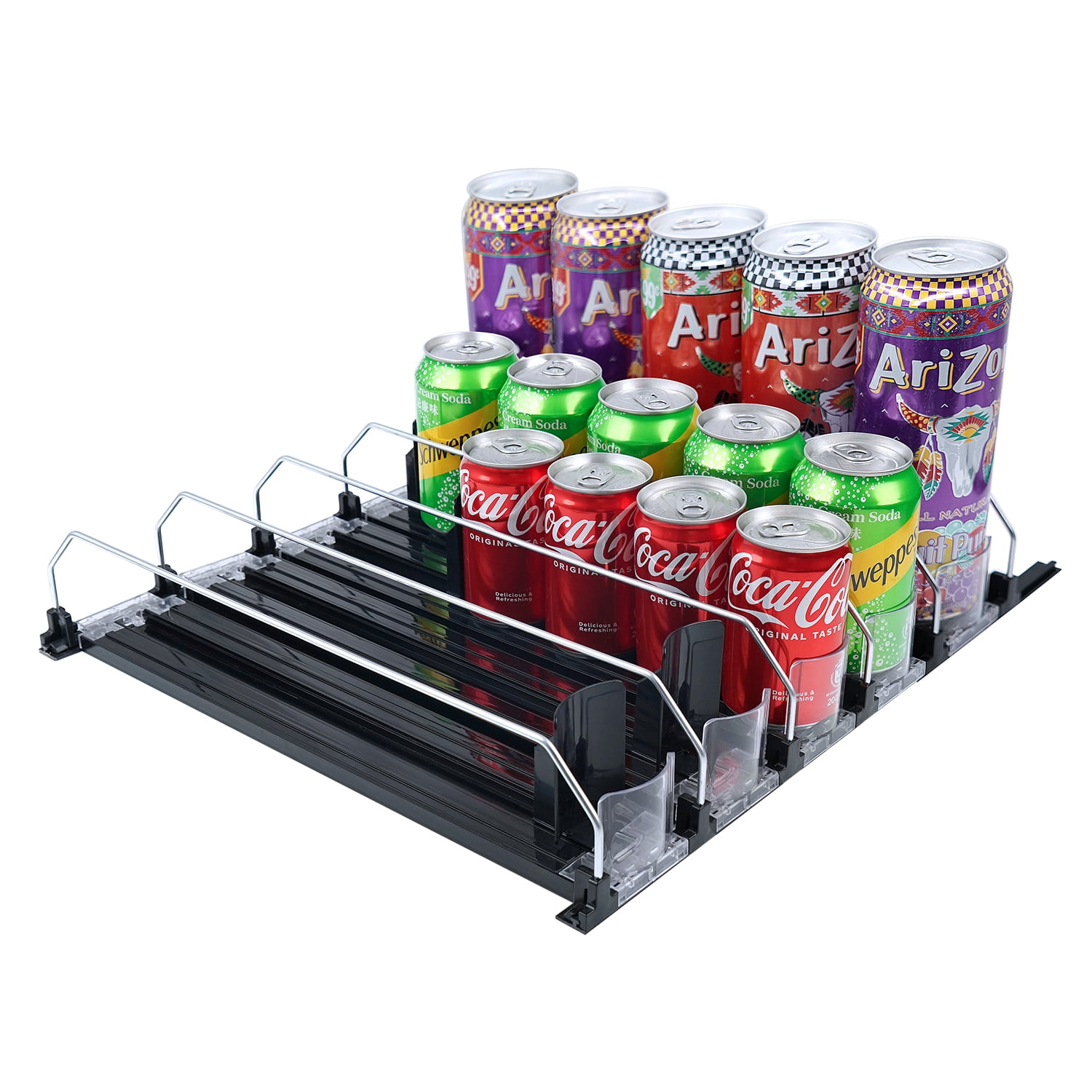 BUDO Drink Organizer for Fridge, SelfPushing Soda Can Bottles Dispenser for Refrigerator, 5 Row