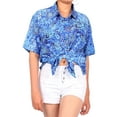 thumbnail image 2 of HAPPY BAY Button Down Shirt for Women Casual Summer Beach Party Blouse Shirt Floral Blouses Short Sleeve Vacation Button up Hawaiian Dresses for Women M Geometric, Blue, 2 of 5