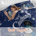 thumbnail image 4 of Snowman Christmas Bedding Duvet Cover Set Twin Size 4 Pieces Winter Tree Snowflake Elk Rabbit Navy Blue Bedding Set with Zipper Closure, 1 Comforter Cover 68x86 Inches 1 Flat Sheet & 2 Pillow Cases, 4 of 7