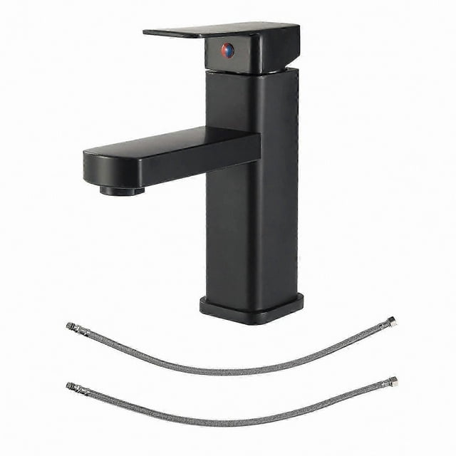Single Lever Matte Black Faucet for Bathroom Basin, Mixer Tap for Sinks, Durable and Stylish Waterfall Spout Design