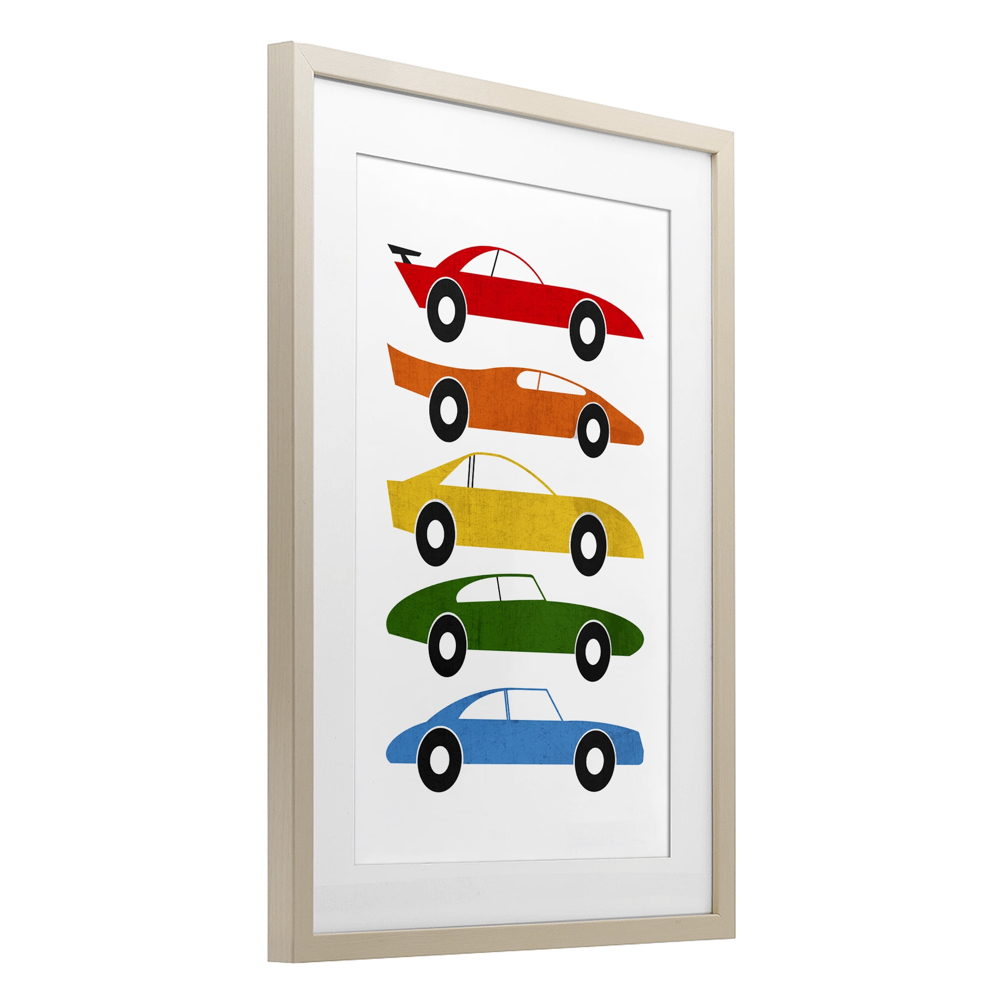 Stupell Industries Colorful Midcentury Cars Birch Framed Print Under Glass, design by Tom Quartermaine