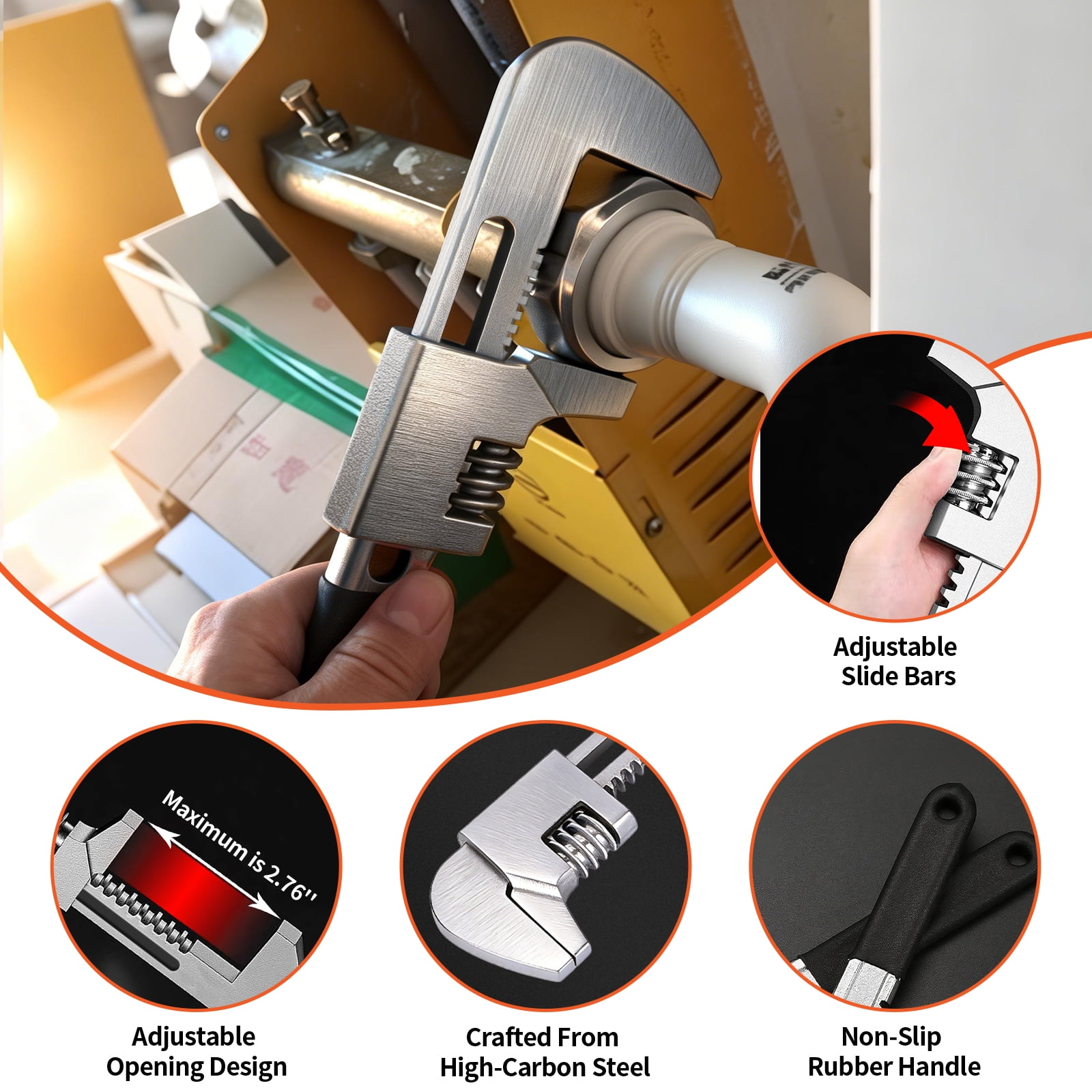 39PCS Sink Wrench Faucet Removal Tool for Tight Spaces,Adjustable Plumbing Repair Wrench Tool and Faucet Wrench Set for Sink, Bathroom and Kitchen