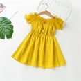 thumbnail image 2 of Youmylove Dresses For Girls Toddler Short Sleeved Crewneck Solid Color Chiffon Dress For 0 To 5 Years, 2 of 4