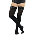 thumbnail image 4 of ToBeInStyle Women's Opaque Satin Bow Accent Thigh Highs - Black - Plus, 4 of 4