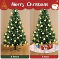 thumbnail image 4 of Christmas Tree Skirt,Red Christmas House and Tree Pattern Christmas Tree Decor with Red Ribbon Ties,Round Shape,Christmas Decorations for Home 36"x36", 4 of 7