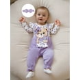 thumbnail image 5 of BemeyourBBs Baby Girl Bear Patch Romper Ruffle Long Sleeve Jumpsuit with Headband, 5 of 9
