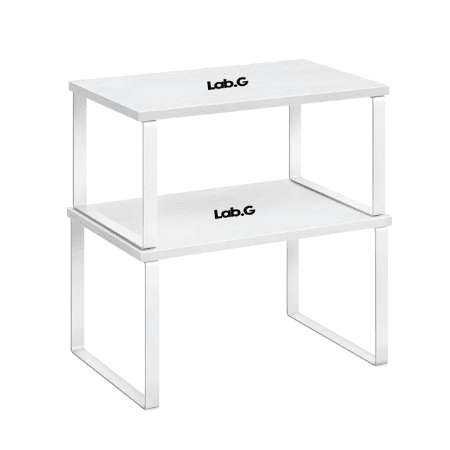 Juego De 2 Organizadores De Cocina De Madera Apilables, Multifuncionales Y Expandibles Lab.G Blanco