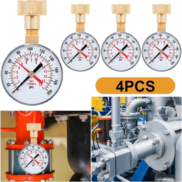 Medidor presión aire 0-14 Bar Manómetro doble escala para pruebas aire/aceite/gas/agua