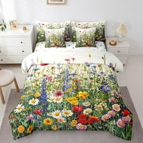 Erosebridal Chic Florals Bedding Sets Twin Size,Natrue Botanical Flower Comforter Sets with Sheets,Spring Garden Blossoms Bed in a Bag Twin Size, Breathable Bedroom Decorative Reversible,7-Piece