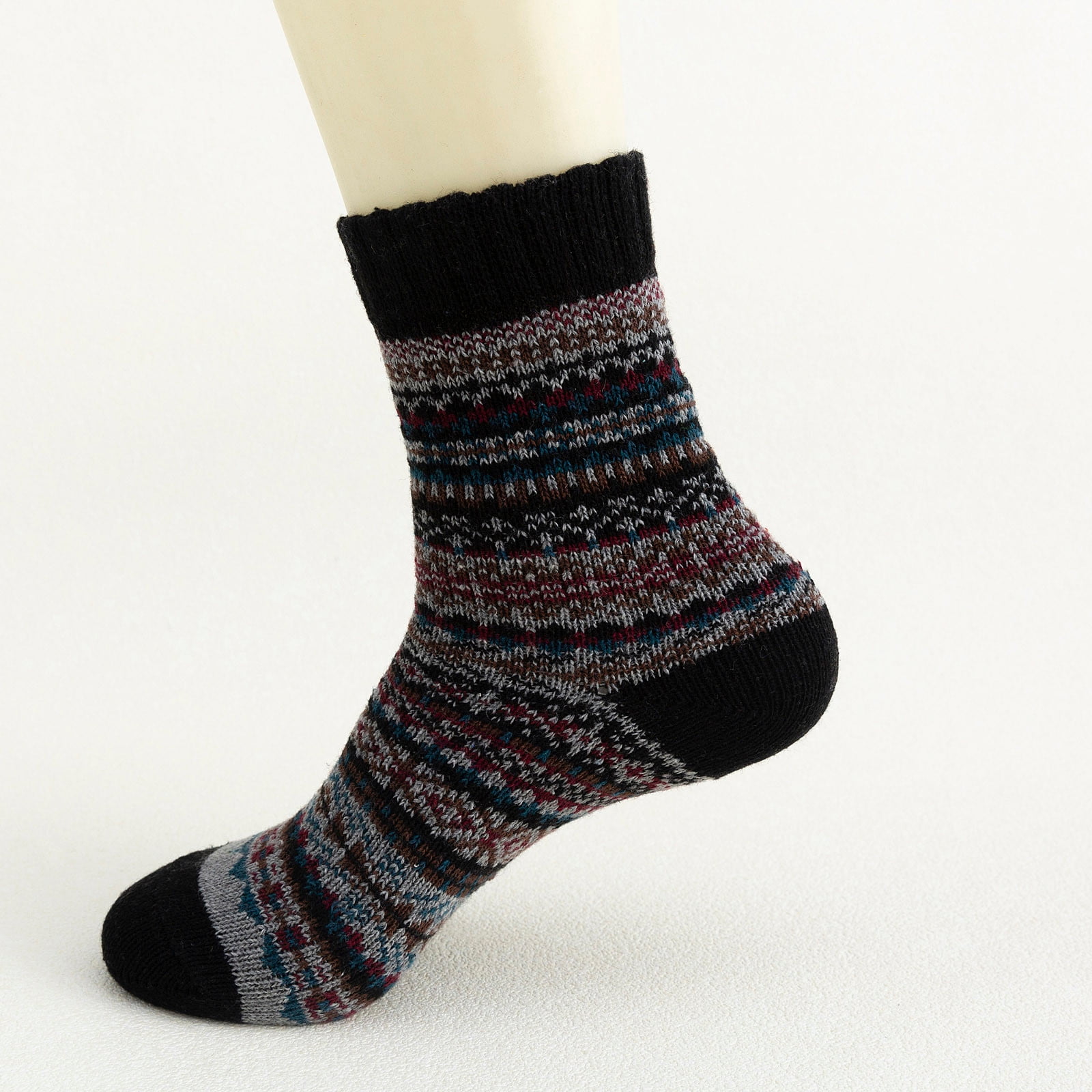 Hxshgdsn 5 Pairs Womens Stocking Stuffers Sockings Winter Gifts Wool Soft Warm Cozy Crew Socks Black,White,Gray,Wine,Blue One Size