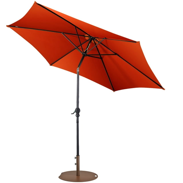Gymax Parasol de Marché de Table de Patio de 9 Pieds pour Jardin Extérieur avec Base de Parasol Robuste Orange