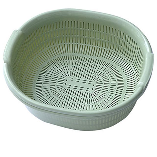 Ltdhehe Kitchen Double Layer Drain Basket Household Kitchen Wash Basin Wash Rice Plastic Sieve Wash Vegetable Basket Wash Fruit Filter Water Basket