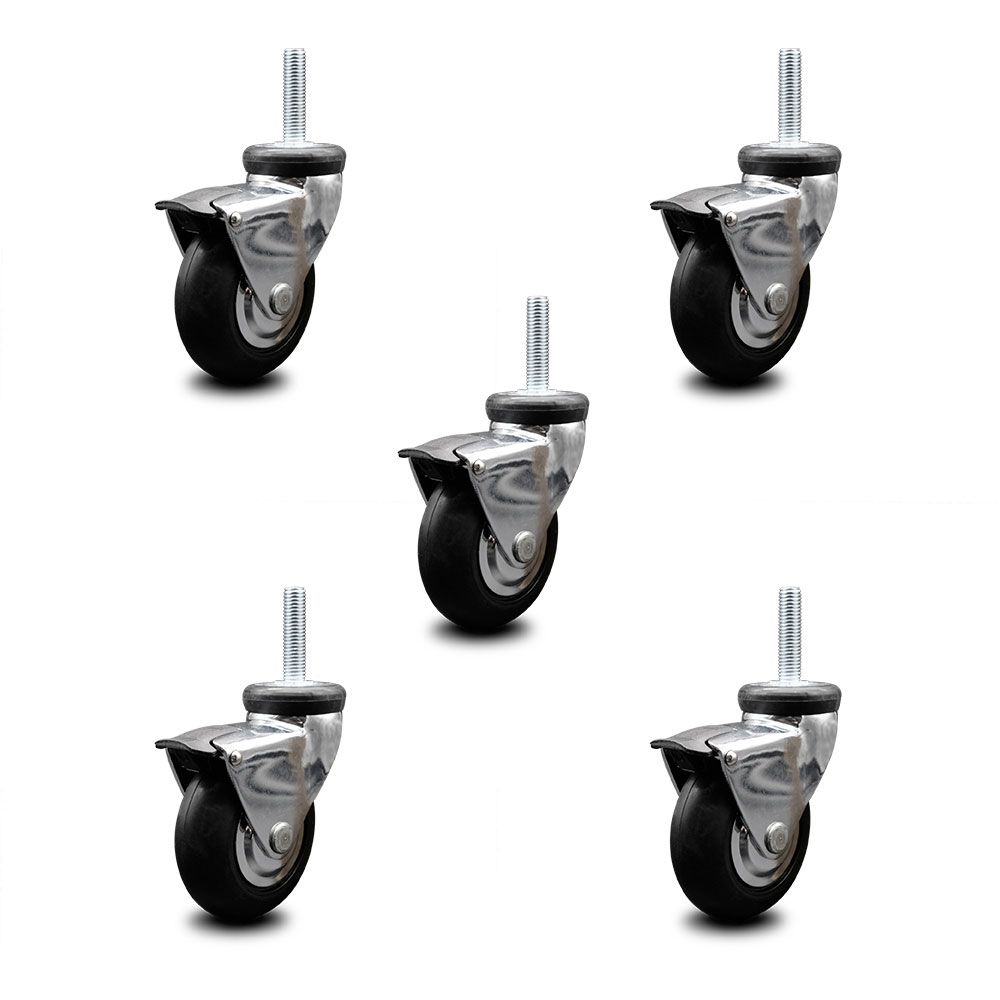 Service Caster Bright Chrome Hooded 3 Inch Swivel Neoprene Rubber