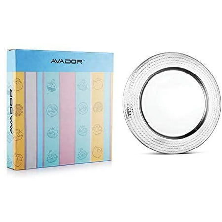 

AVADOR Set of 6 Charging Plate Set Hammered Finish Stainless Steel | Dinnerware | Home and Food Service | Decor | Charger Plate Set