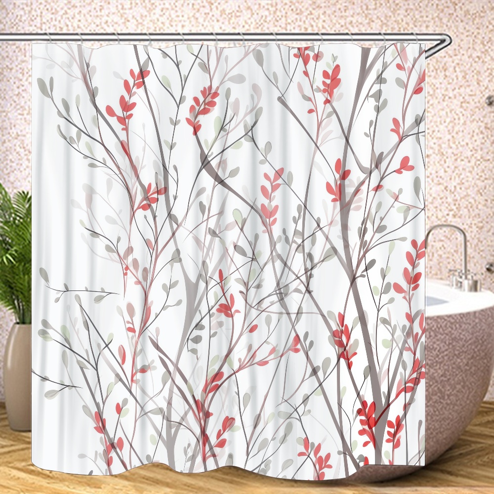 Leaves Shower Curtain Set,Tree Branch Shower Curtains for Bathroom