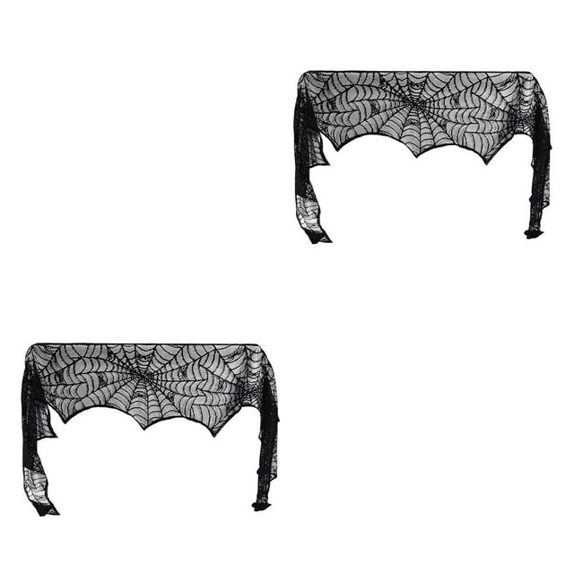 QualitChoice Halloween Décoration Cheminée Manteau Léger Résistant à l'Usure Écharpe Couverture Noir 45x244cm 2Set