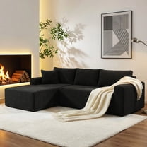 105" Sectional Sofa, Lofka Cloud Sectional for Living Room with L-Shape Sofa Bed, Modern Soft Modular Couch for Bedroom,No Assembly Required, Black