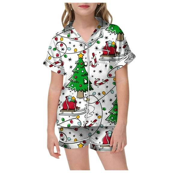 Weebloom Christmas Pajama Boys Children Shirt Pant Matching Casual With Pockets Xmas Pajamas Loungewear Pjs Sleepwear Green 2-3 Years