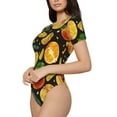 thumbnail image 2 of Balery Women'Stangerine Crew Neck Round Neck Short Sleeves Slim Fit Casual Basic Extender Bodysuit Daily Jumpsuit T Shirts-Medium, 2 of 9