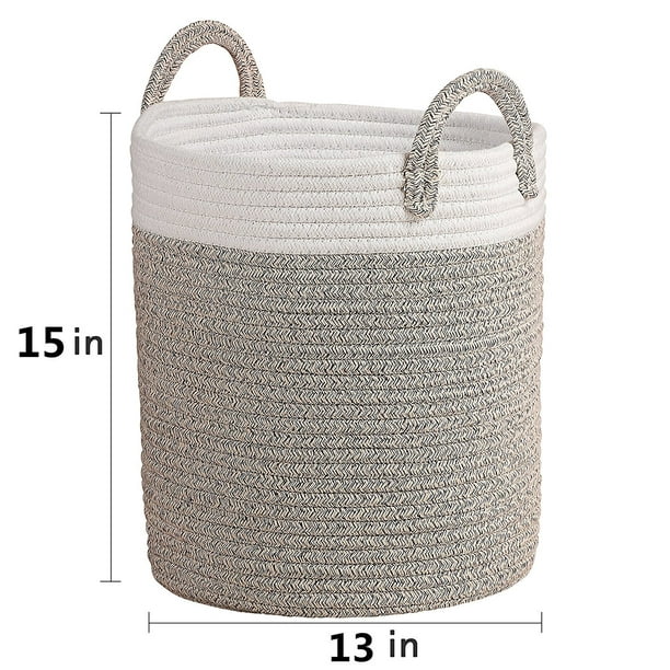 Large Rope Storage Basket 15" x 13" Modern Shaped Soft Touch Basket