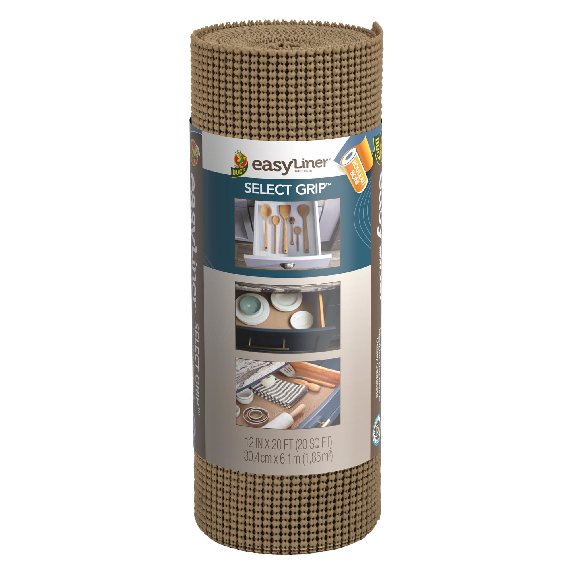 EasyLiner Select Grip Shelf Liner, Taupe, 12" x 20' Roll