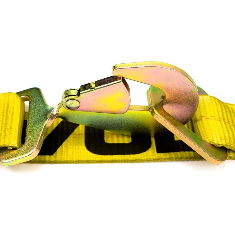 Vulcan Yellow Axle Tie Down Kit - 4 Axle Straps & 2 Ratchet Straps For Vehicle Transport