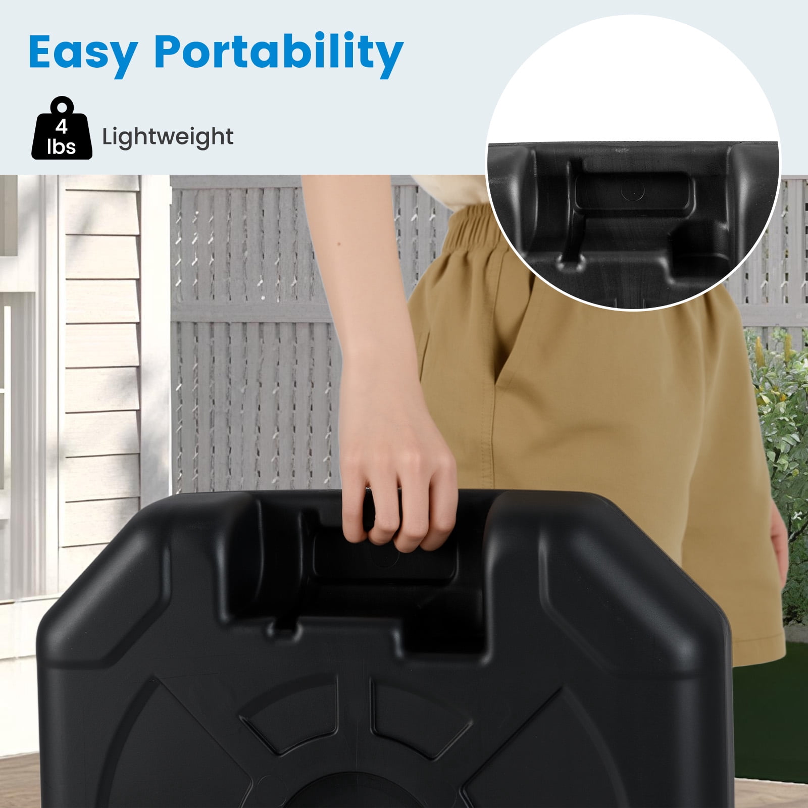 Gymax Fillable Patio Umbrella Base Outdoor Market Umbrella Stand w/ Handle for Yard