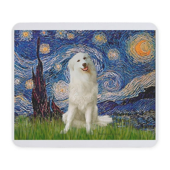 CafePress - Starry Night / Pyrenees Mousepad - Non-slip Rubber Mousepad, Gaming Mouse Pad