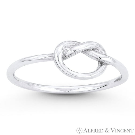 Overhand Knot Love Charm Sailor's Promise Ring in .925 Sterling Silver