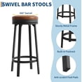 thumbnail image 5 of 30'' Swivel Bar Stools Set of 2, Modern Backless Counter Height Barstools with Footrest, PU Leather Upholstered Seat, Metal Frame, Brown, 5 of 7