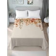thumbnail image 2 of California King Size Flat Sheet Only, Orange Botanical Soft Brushed Microfiber Bed Sheets, Farmhouse Leaf Fall Thanksgiving Hotel Quality Breathable Bedding Top Sheet, Easy Care, 108"x98", 2 of 9