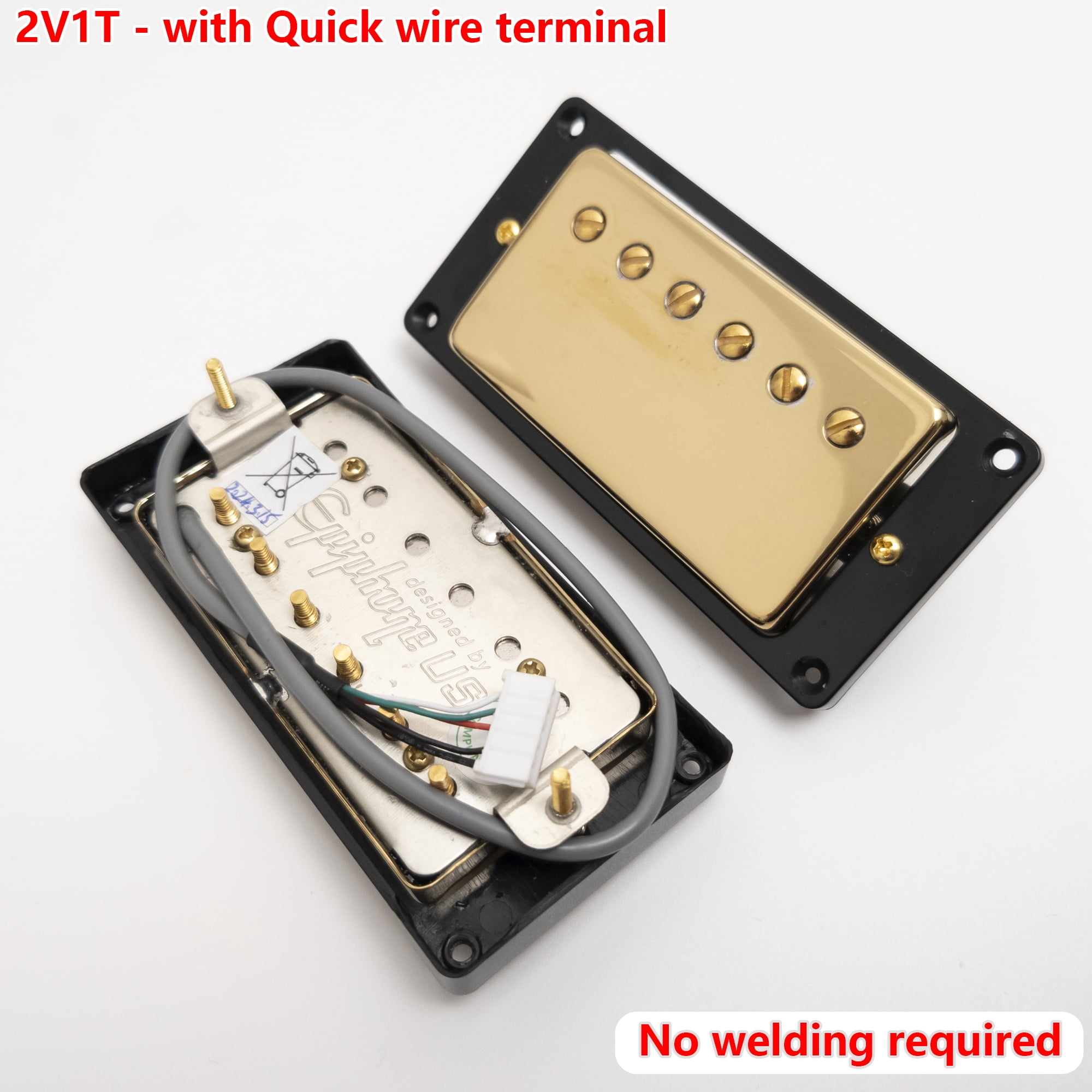 Guitar Alnico V Humbucker Pickups, 4C, with 2V1T Quick Connect Wiring Harness, For Gibson LP Guitar