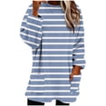 thumbnail image 3 of XPMWRP Fleece Pullover for Women Fuzzy Cozy Sweaters Striped Crew Neck Sweatshirts Thermal Warm Oversized Tops with Pockets Navy XXL, 3 of 9